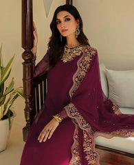3PC Lawn Embroidered Shirt With Organza Embroidered Dupatta. Sw821