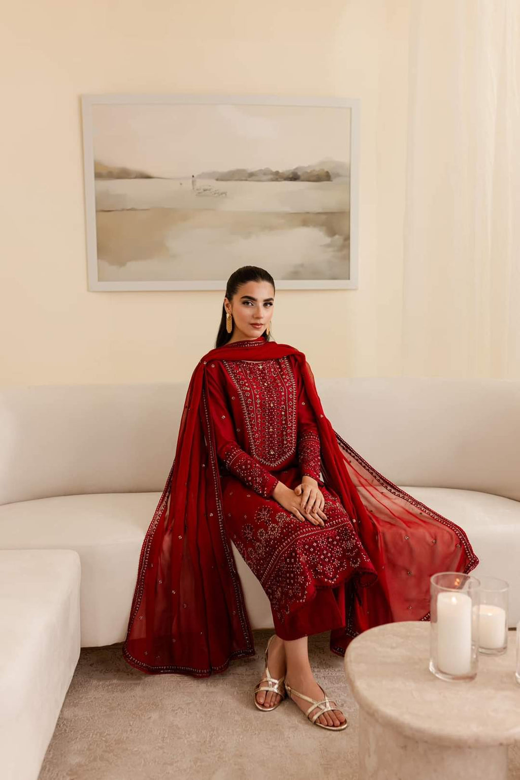 Swagiwear  Batik, unstitched 3 piece embroidered winter suit.