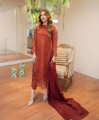 Swagiwear Maria .B 3PC Lawn full embroidered front piece for shirt sleeves embroidered With Bamber chiffon embroidered dupatta 
