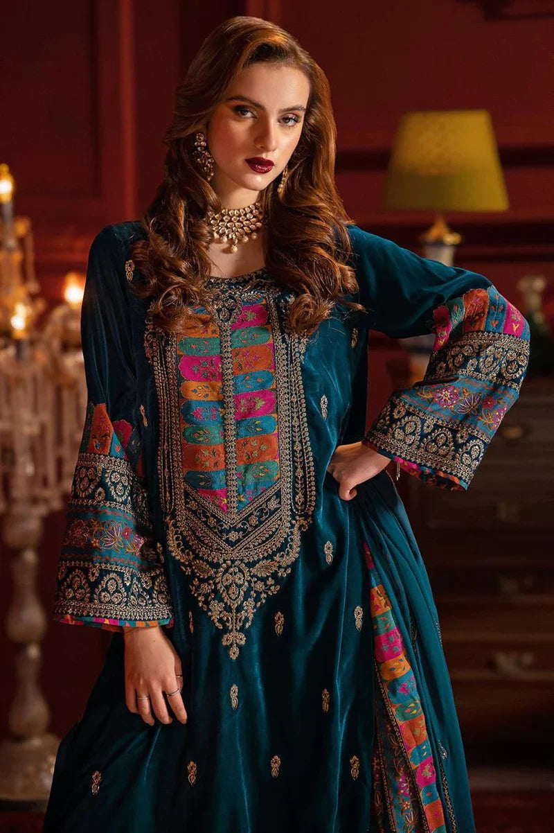 Swagiwear Asim Jofa - 3pc Embroidered Velvet Dress - 