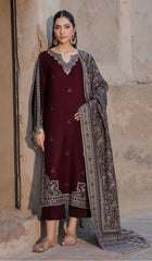 Swagiwear JAZMIN Dhanak Embroidered with Printed wool shawl - 