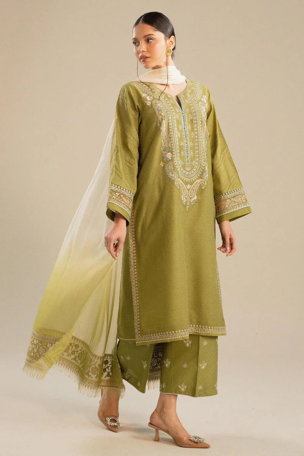 Swagiwear Zara Shahjahan - Embroidered Lawn 3pc with Embroidered Chiffon Dupatta- 