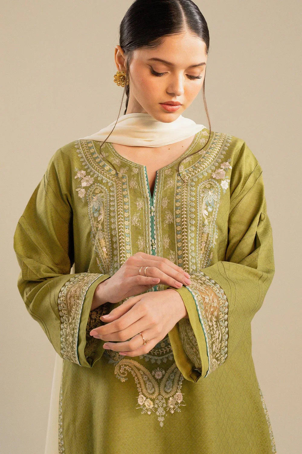 Swagiwear Zara Shahjahan - Embroidered Lawn 3pc with Embroidered Chiffon Dupatta- 