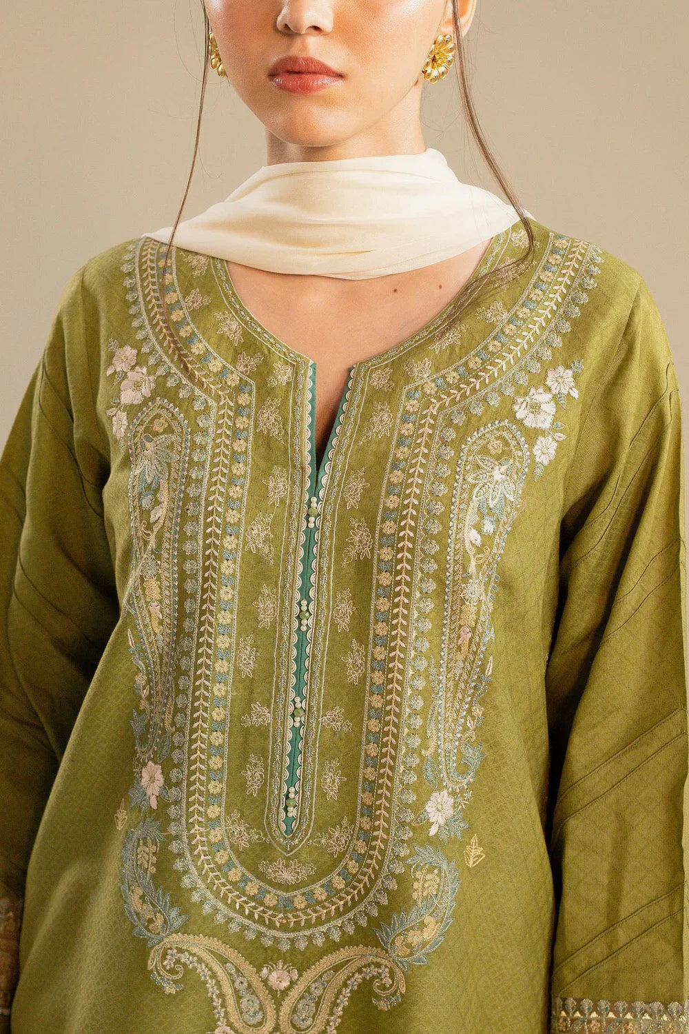 Swagiwear Zara Shahjahan - Embroidered Lawn 3pc with Embroidered Chiffon Dupatta- 
