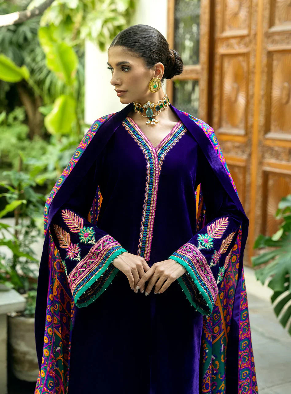 Swagiwear Charizma Embroidered Velvet 3piece suit - 