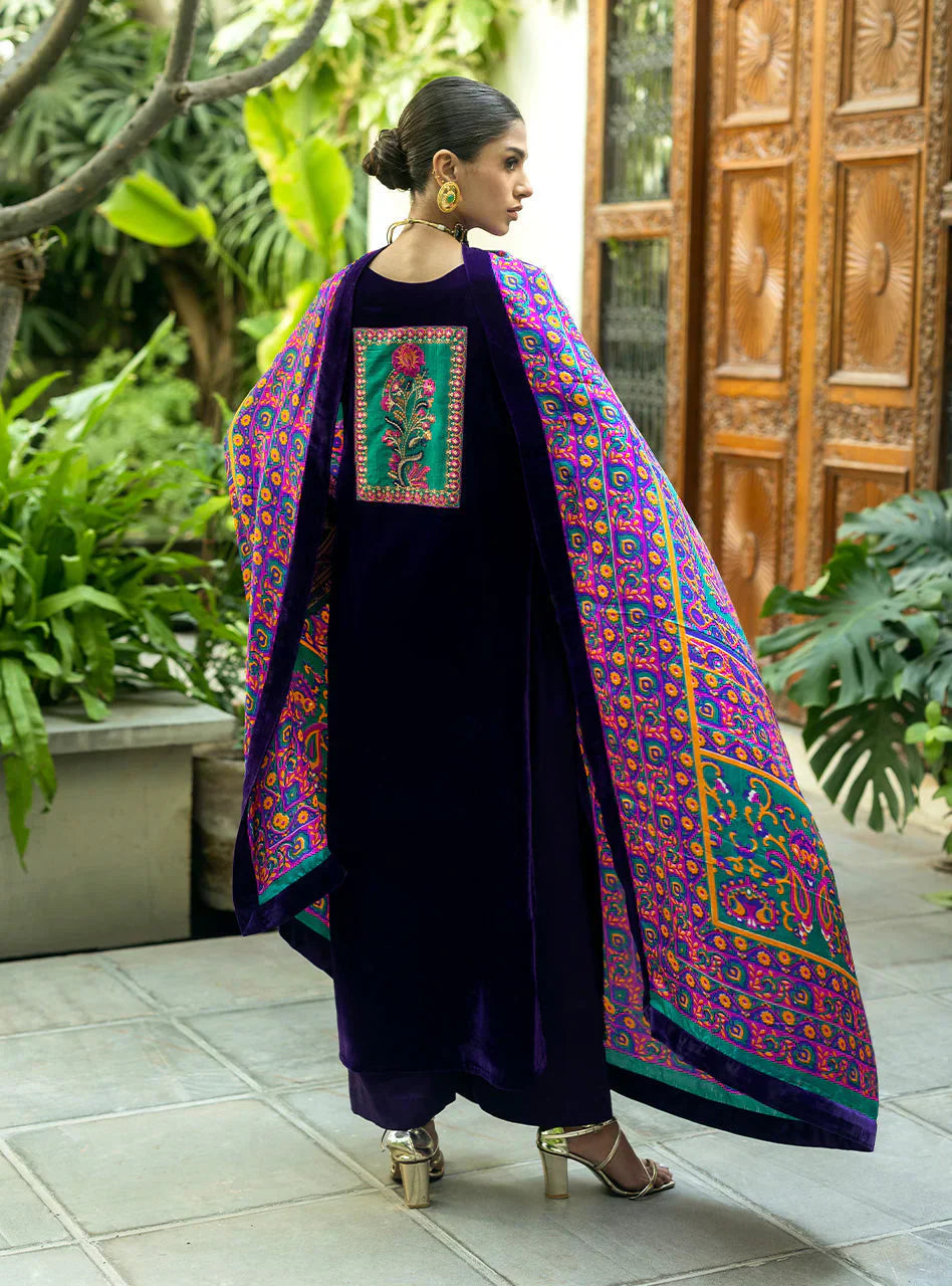 Swagiwear Charizma Embroidered Velvet 3piece suit - 