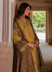 Swagiwear IZEL-3PC DHANAK EMBROIDERED SHIRT WITH COURTRAI WOOL PRINT SHAWL - 