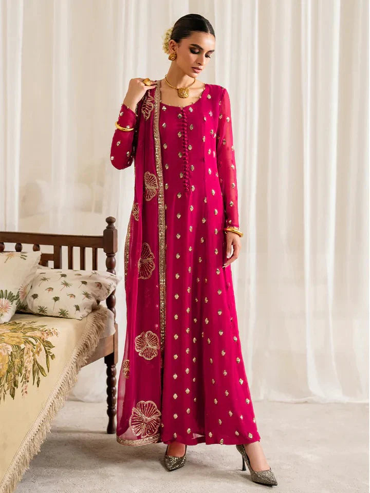 Swagiwear Iznik - Chiffon 3 Piece Sequin Embroidered Dress - 