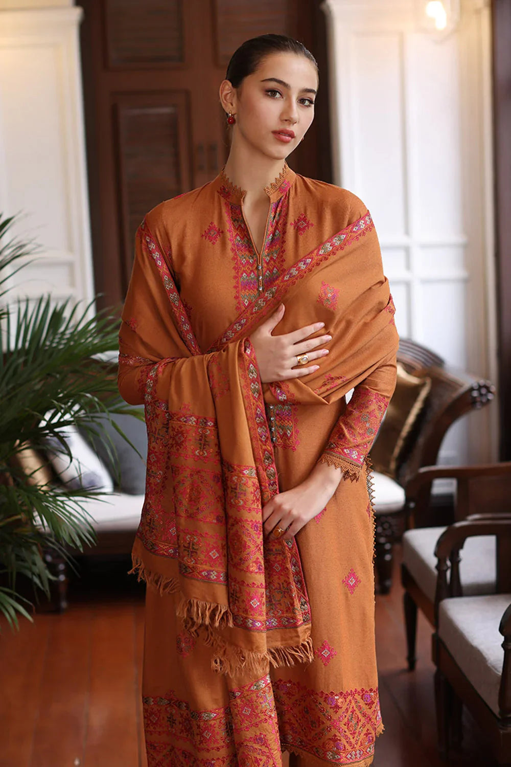Swagiwear  BAREEZE ARTICLE IN DHANAK 3PC COLLECTION EMBROIDERED DHANAK SHAWL