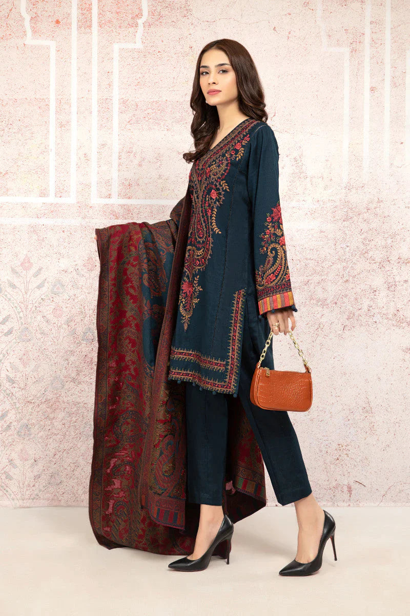 Swagiwear  3PC Khaddar Embroidered Suit with Printed Wool Shawl