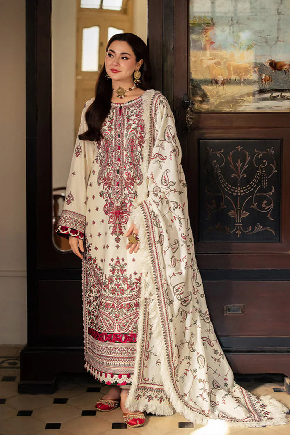 Swagiwear Asim Jofa - Winter 3PC Dhanak Embroidered Suit - 