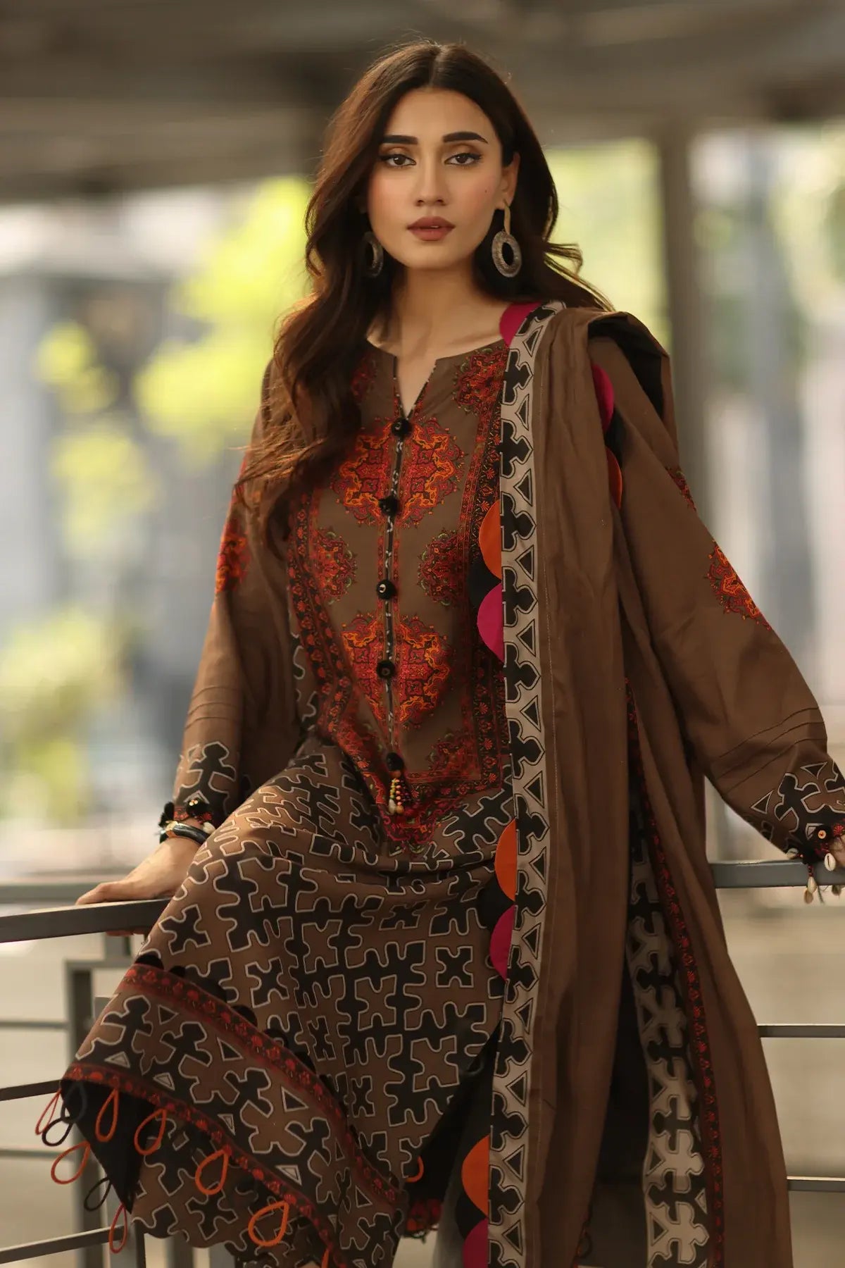 Swagiwear Asim Jofa - Winter 3PC Karandi Digital Print Dress - 