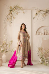 Swagiwear Lawn-3PC Embroidered Shirt with Chiffon Dupatta - 