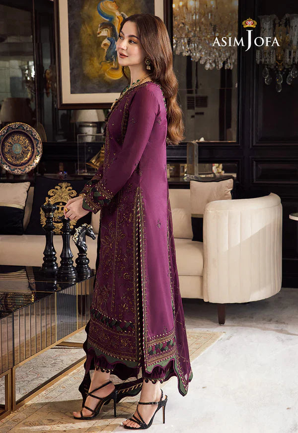 Swagiwear Asim Jofa, unstitched 3 piece Dhanak sequence embroidered suit - 