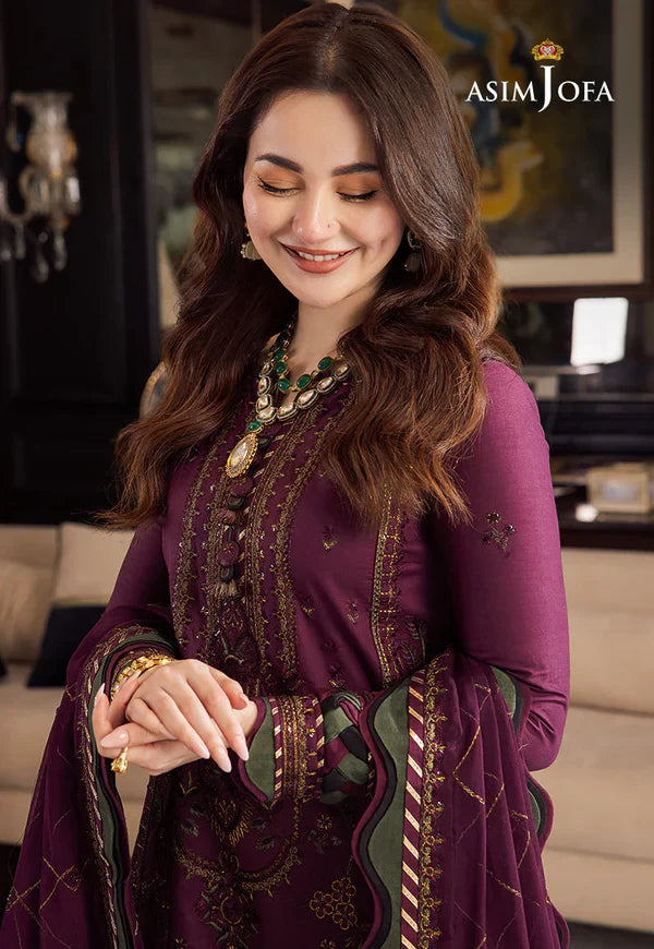 Swagiwear Asim Jofa, unstitched 3 piece Dhanak sequence embroidered suit - 