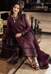 Swagiwear Asim Jofa, unstitched 3 piece Dhanak sequence embroidered suit - 