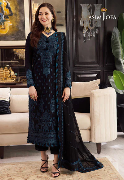 ZAB STORE  Asim Jofa, unstitched 3 piece embroidered Lawn summer suit