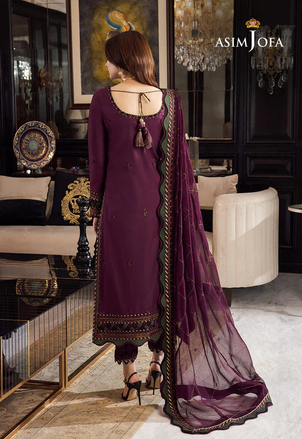 Swagiwear Asim Jofa, unstitched 3 piece Dhanak sequence embroidered suit - 