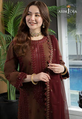 Asim Jofa, unstitched 3 piece lawn sequence embroidered suit. Sw783