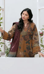 Swagiwear 3 Piece Unstitched Swiss Lawn Suit ( Printed Monar Dupatta ) 