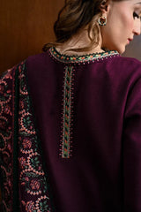 Swagiwear JAZMIN - 3PC DHANAK EMBROIDERED SHIRT WITH DHANAK EMBROIDERED SHAWL AND TROUSER - 