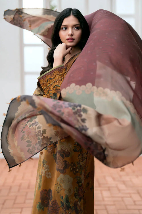 Swagiwear 3 Piece Unstitched Karandi Suit ( Printed Shawl ) 