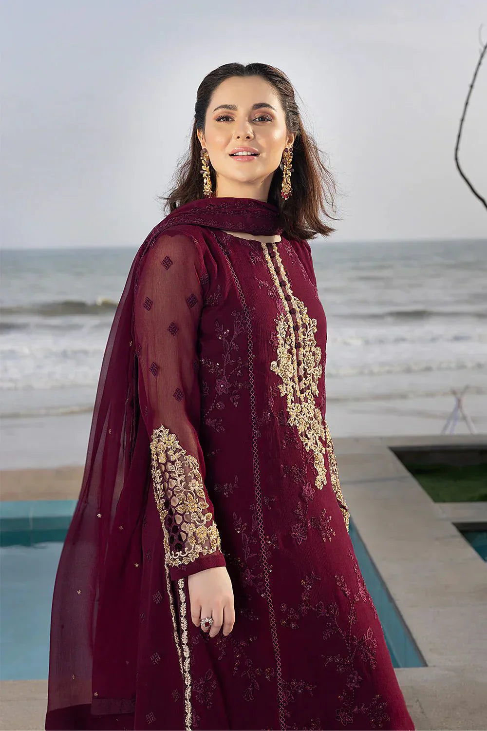 Swagiwear AZURE - Summer 3PC Lawn Embroidered Suit- 