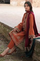 Jazmin - 3PC Dhanak Embroidered Shirt With Wool Printed Dupatta and Trouser - Sw1509