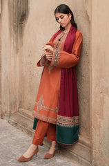 Jazmin - 3PC Dhanak Embroidered Shirt With Wool Printed Dupatta and Trouser - Sw1509