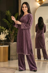 SwagiWear - 2PC Velvet chamki lining Velvet Suit - Sw1564