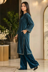 SwagiWear - 2PC Velvet chamki lining Velvet Suit - Sw1563