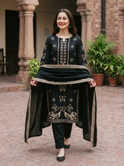 Agha Noor - Winter 3PC Dhanak Embroidered Suit - Sw1549
