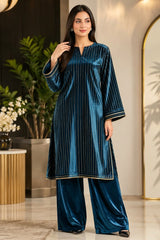 SwagiWear - 2PC Velvet chamki lining Velvet Suit - Sw1563