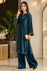 SwagiWear - 2PC Velvet chamki lining Velvet Suit - Sw1563