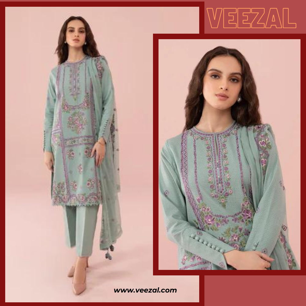 Swagiwear Sapphire, unstitched 3 piece embroidered Lawn suit. 