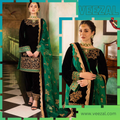 Swagiwear  3-Piece Unstitched Heavy Embroidered Velvet Suit ( Four Sided Embroidered Organza Dupatta