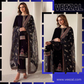 Swagiwear  3-Piece Unstitched Heavy Embroidered Velvet Suit ( Four Sided Embroidered Organza Dupatta )