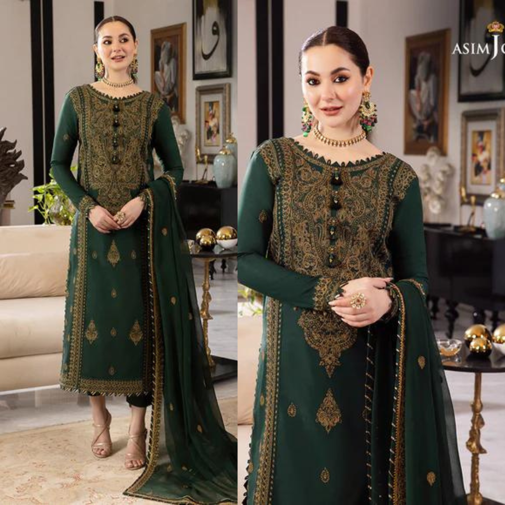 Swagiwear  Asim Jofa, unstitched 3 piece embroidered Dhnak Winter suit