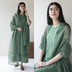 Swagiwear Dyot - 3PC Lawn Heavy Embroidered Shirt. 