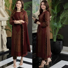 Asim Jofa, unstitched 3 piece lawn sequence embroidered suit. Sw783