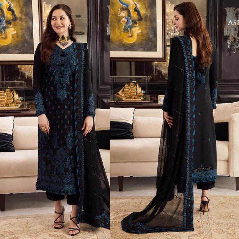 ZAB STORE  Asim Jofa, unstitched 3 piece embroidered Lawn summer suit