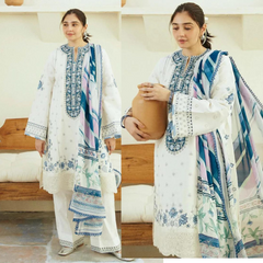 Sw802 Zarashahjhan Embroidered off white Lawn Three Piece