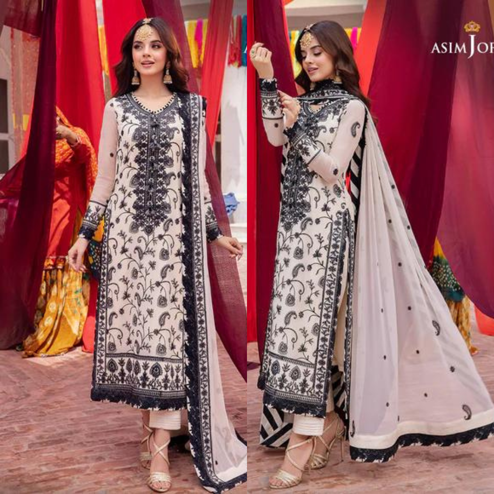 Swagiwear Asim Jofa, unstitched 3 piece embroidered Lawn summer suit 