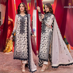Swagiwear Asim Jofa, unstitched 3 piece embroidered Lawn summer suit 