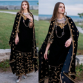 Swagiwear  Unstitched 3PCs Embroidered Velvet Dress With Embroidered Velvet Shawl