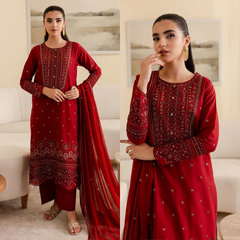 Swagiwear  Batik, unstitched 3 piece embroidered winter suit.