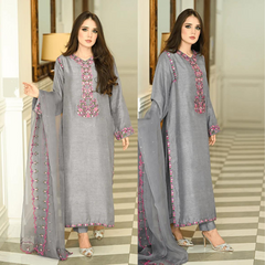 Swagiwear Summer Unstitched 3PCs Embroidered Lawn Dress With Monar Embroidered Dupatta 